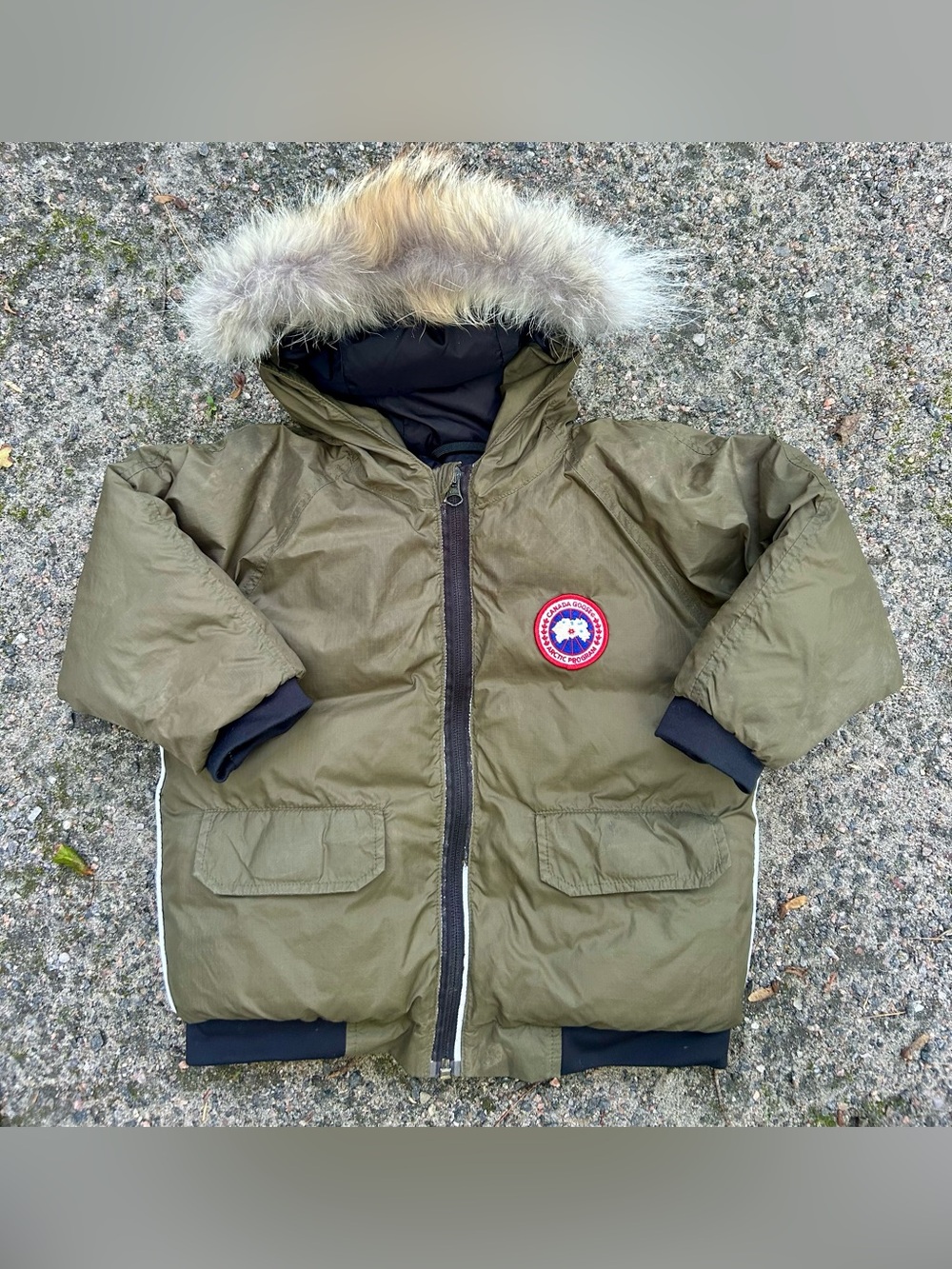 Kids Olive Green 4T Canada Goose  Parka Jacket with Faux Fur Hood